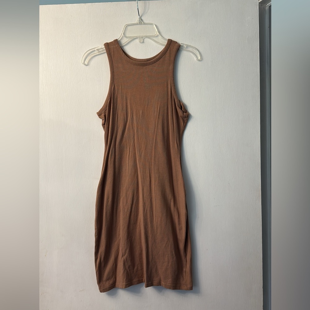 Brown Sleeveless Bodycon Dress